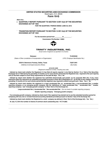 Vorschaubild Trinity Industries
 10-Q Quartalsbericht 2018 