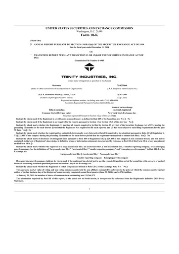 Thumbnail Trinity Industries
 10-K Annual Report 2018