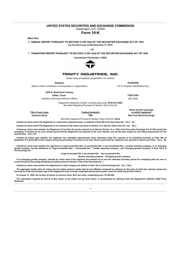 Thumbnail Trinity Industries
 10-K Annual Report 2019