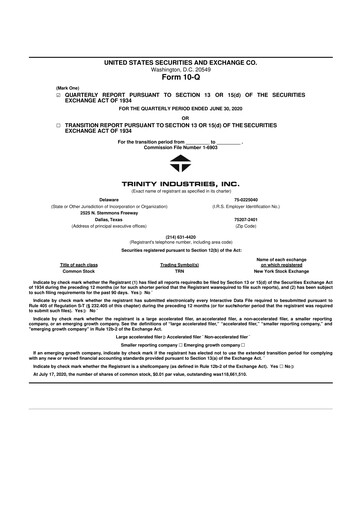 Vorschaubild Trinity Industries
 10-Q Quartalsbericht 2020 