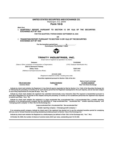 Vorschaubild Trinity Industries
 10-Q Quartalsbericht 2020 