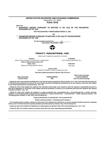 Vorschaubild Trinity Industries
 10-Q Quartalsbericht 2021 