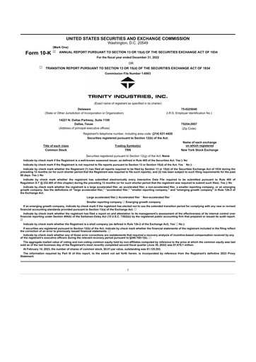 Thumbnail Trinity Industries
 10-K Annual Report 2022