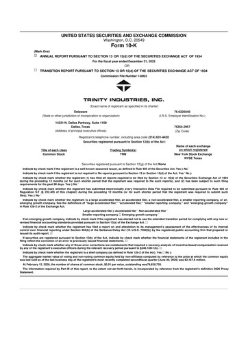 Vorschaubild Trinity Industries
 10-K Jahresbericht 2025