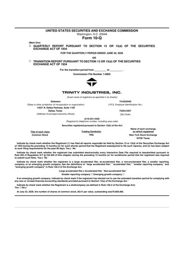 Thumbnail Trinity Industries
 10-Q Quarterly Report FY2026 