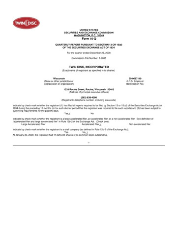 Thumbnail Twin Disc
 10-Q Quarterly Report FY 
