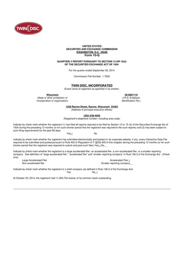 Thumbnail Twin Disc
 10-Q Quarterly Report FY 