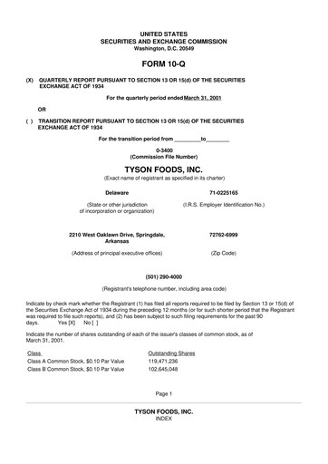 Thumbnail Tyson Foods
 10-Q Quarterly Report FY 