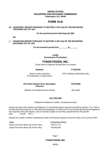 Thumbnail Tyson Foods
 10-Q Quarterly Report FY 