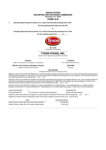 Thumbnail Tyson Foods
 10-Q Quarterly Report FY2012 
