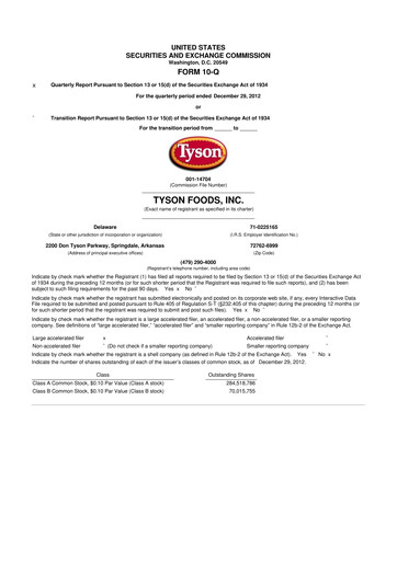 Thumbnail Tyson Foods
 10-Q Quarterly Report FY2013 