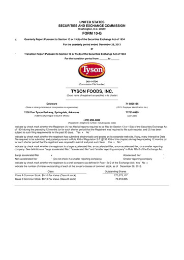 Thumbnail Tyson Foods
 10-Q Quarterly Report FY2014 