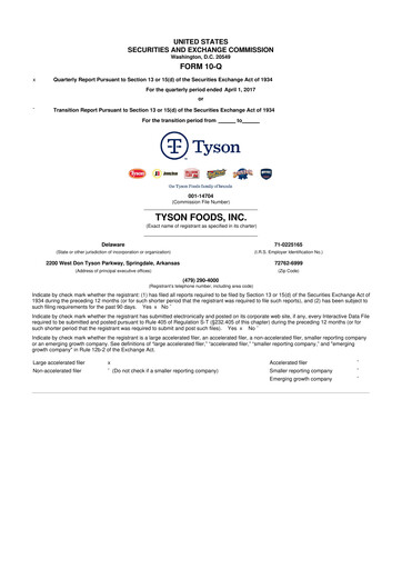 Thumbnail Tyson Foods
 10-Q Quarterly Report FY2017 