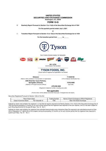 Thumbnail Tyson Foods
 10-Q Quarterly Report FY2021 