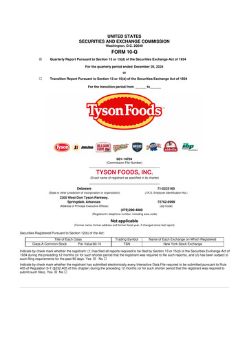 Thumbnail Tyson Foods
 10-Q Quarterly Report FY2025 