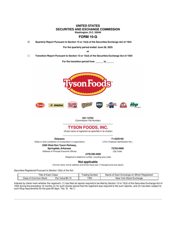 Thumbnail Tyson Foods
 10-Q Quarterly Report FY2025 