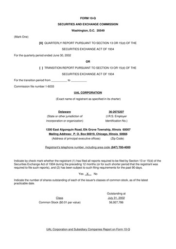 Thumbnail United Airlines Holdings
 10-Q Quarterly Report FY 