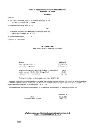 Thumbnail United Airlines Holdings
 10-Q Quarterly Report FY 