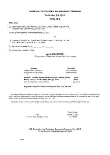 Thumbnail United Airlines Holdings
 10-Q Quarterly Report FY 