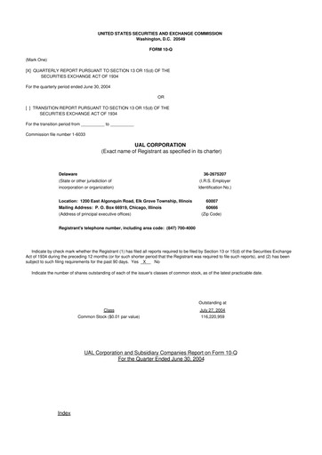Thumbnail United Airlines Holdings
 10-Q Quarterly Report FY 