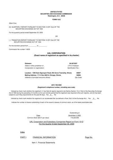 Thumbnail United Airlines Holdings
 10-Q Quarterly Report FY 