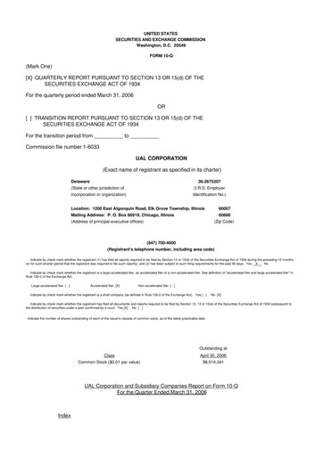 Thumbnail United Airlines Holdings
 10-Q Quarterly Report FY 