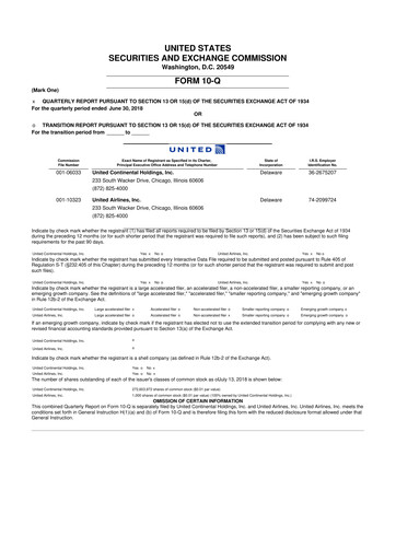 Thumbnail United Airlines Holdings
 10-Q Quarterly Report FY2018 