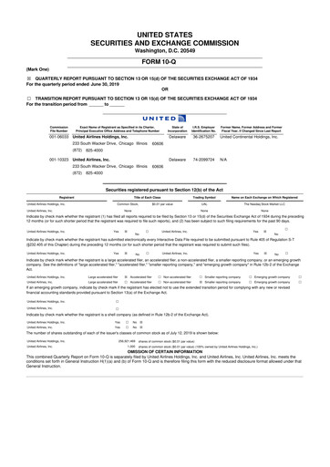 Thumbnail United Airlines Holdings
 10-Q Quarterly Report FY2019 