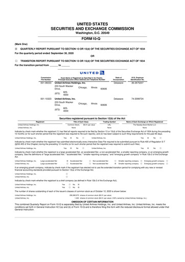 Thumbnail United Airlines Holdings
 10-Q Quarterly Report FY2020 