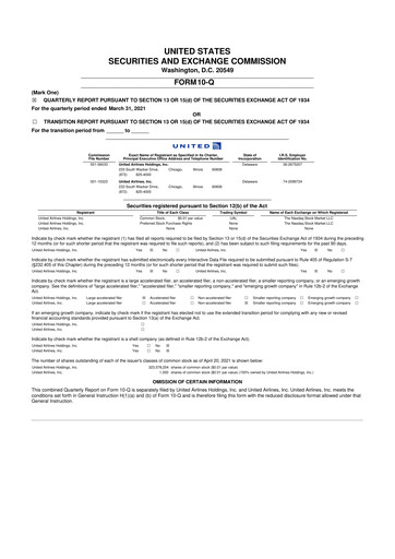 Thumbnail United Airlines Holdings
 10-Q Quarterly Report FY2021 