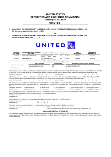 Thumbnail United Airlines Holdings
 10-Q Quarterly Report FY 