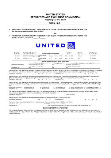 Miniature United Airlines Holdings
 10-Q Rapport trimestriel 2026 