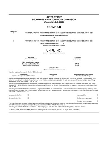 Thumbnail Unifi 10-Q Quarterly Report FY2026 