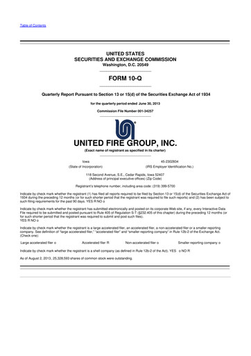 Thumbnail United Fire Group 10-Q Quarterly Report FY2013 