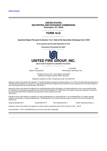 Thumbnail United Fire Group 10-Q Quarterly Report FY2013 