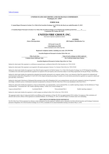 Thumbnail United Fire Group 10-K Annual Report 2013