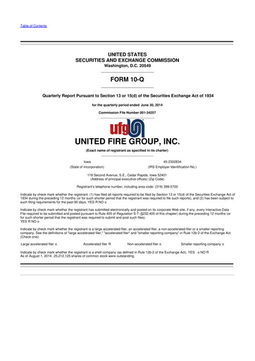 Thumbnail United Fire Group 10-Q Quarterly Report FY2014 