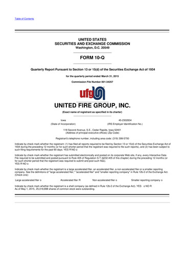 Thumbnail United Fire Group 10-Q Quarterly Report FY2015 