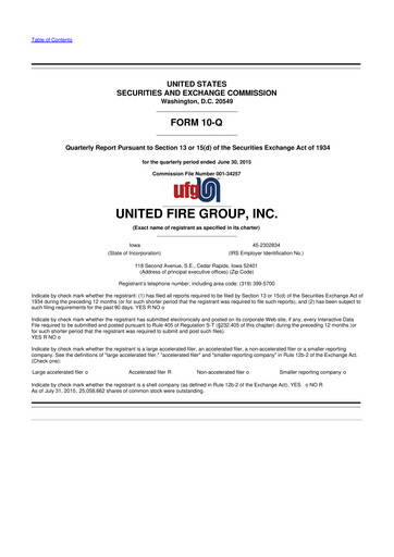 Thumbnail United Fire Group 10-Q Quarterly Report FY2015 
