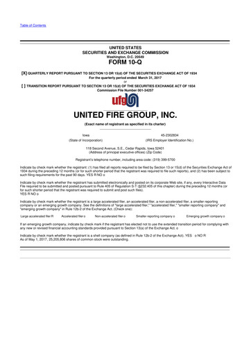 Thumbnail United Fire Group 10-Q Quarterly Report FY2017 