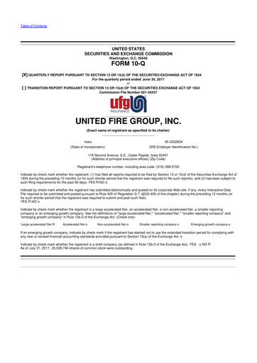 Thumbnail United Fire Group 10-Q Quarterly Report FY2017 