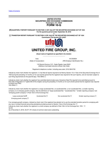 Thumbnail United Fire Group 10-Q Quarterly Report FY2018 