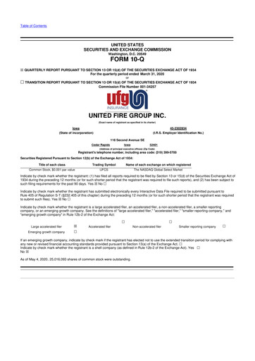Thumbnail United Fire Group 10-Q Quarterly Report FY2020 