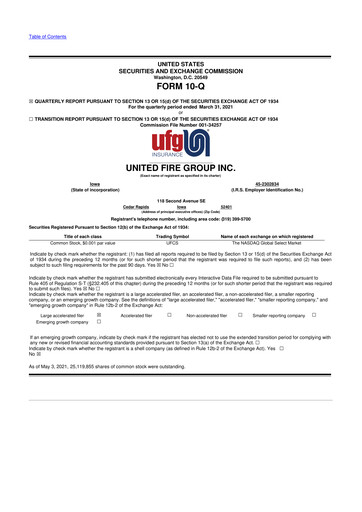 Thumbnail United Fire Group 10-Q Quarterly Report FY2021 
