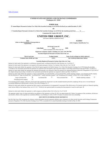 Thumbnail United Fire Group 10-K Annual Report 2021