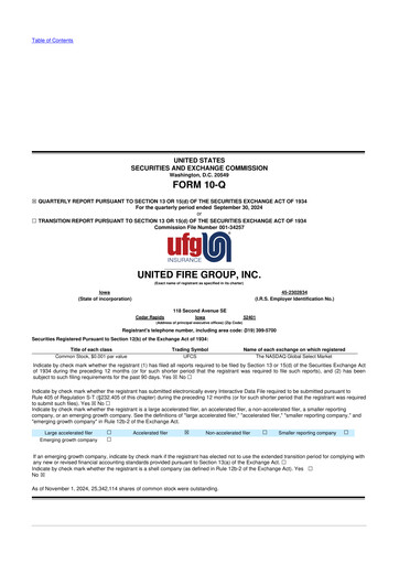 Thumbnail United Fire Group 10-Q Quarterly Report FY2024 