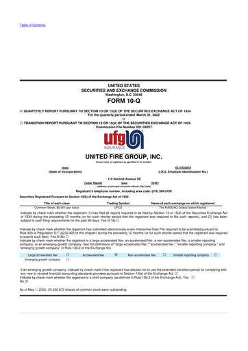 Thumbnail United Fire Group 10-Q Quarterly Report FY2025 