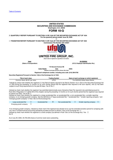 Thumbnail United Fire Group 10-Q Quarterly Report FY2026 