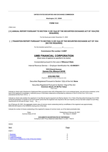 Thumbnail UMB Financial 10-K Annual Report 