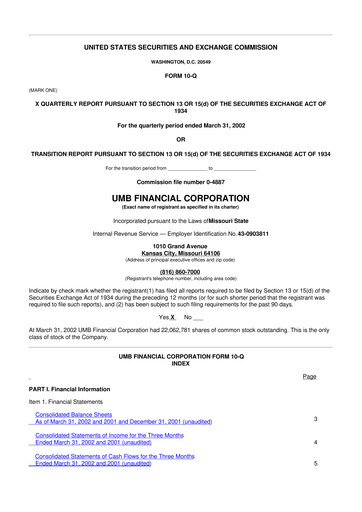 Thumbnail UMB Financial 10-Q Quarterly Report FY 